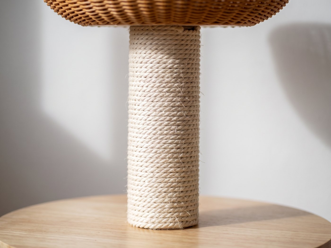 Détail des colonnes gainées de sisal naturel de l'arbre à chat Pelux