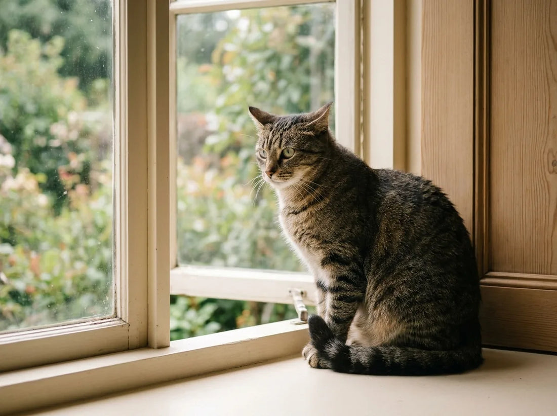 Chat craintif observant l'extérieur avant une sortie