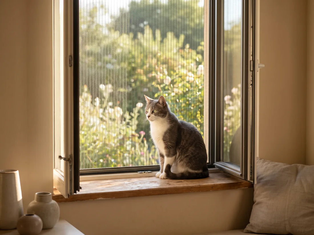 Chat à l'abri des dangers de l'été dans un environnement sécurisé