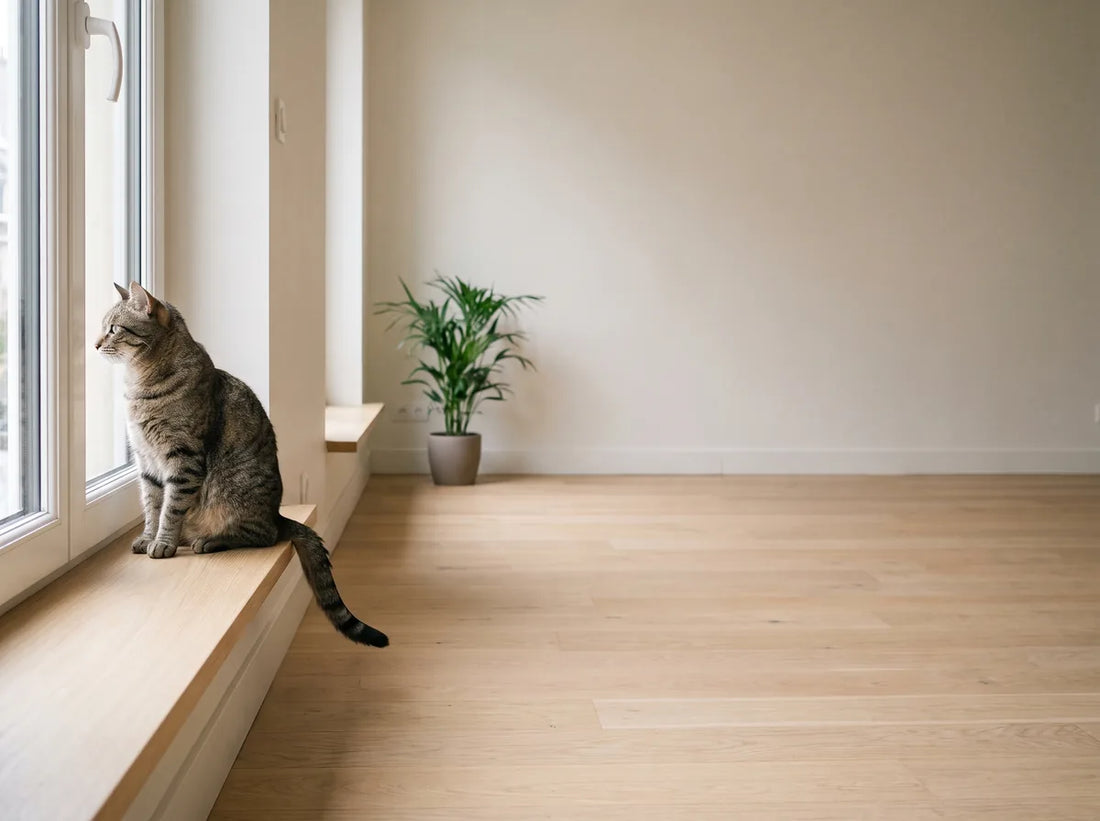 Chat désœuvré regardant par la fenêtre