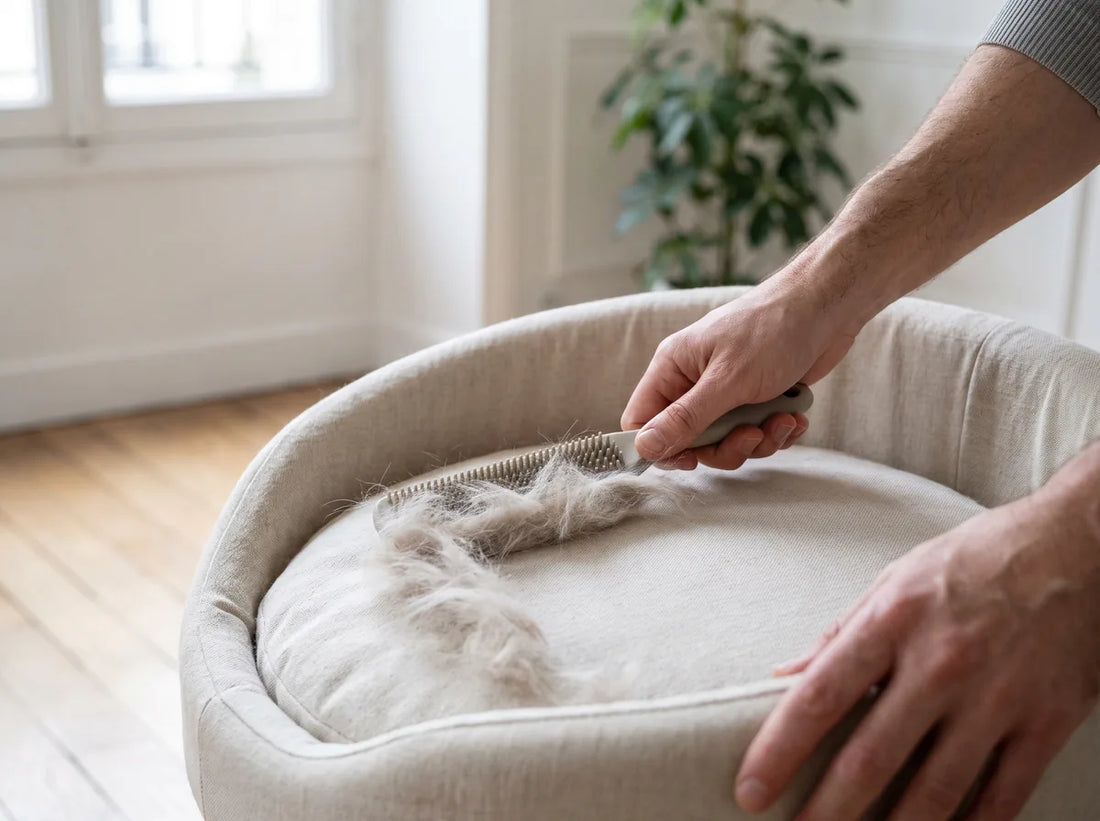 Retrait des poils sur un couchage pour chat