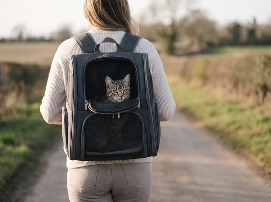 Sac à dos pour chat porté lors d'une sortie